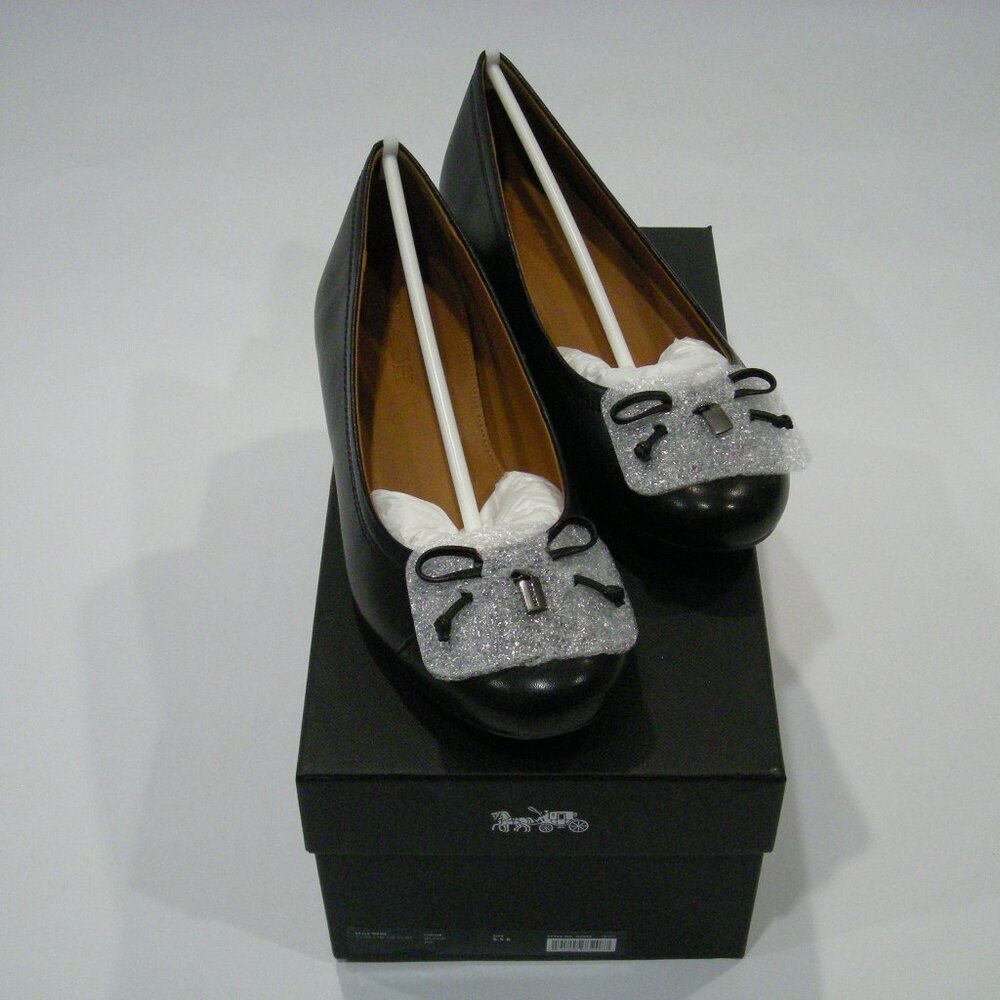 COACH Women's String-Tie Ballet: Black Leather - size 8.5 - G2690 - NEW